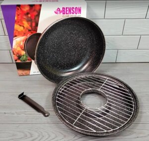 Сковорода гриль Benson BN-803, з мармуровим покриттям, діаметр 33 см