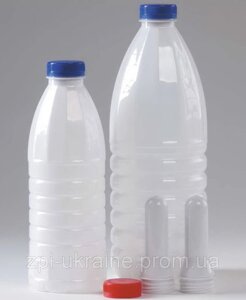 Пляшка ПЕТ молочна, 2 літри. Два типи дизайну.