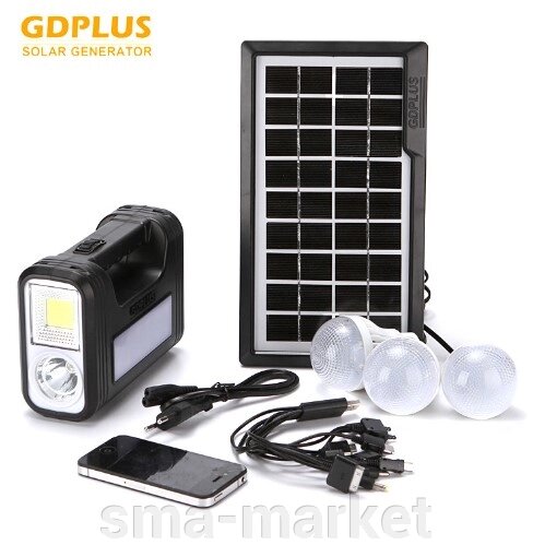 Автономна портативна сонячна система GDPLUS GD-8017 (сонячна панель/функція Павербанка / FM) від компанії sma-market - фото 1