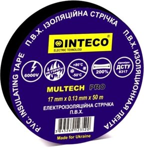 Ізолента чорна 50м inteco multech PRO (електроізоляційна стрічка інтеко)