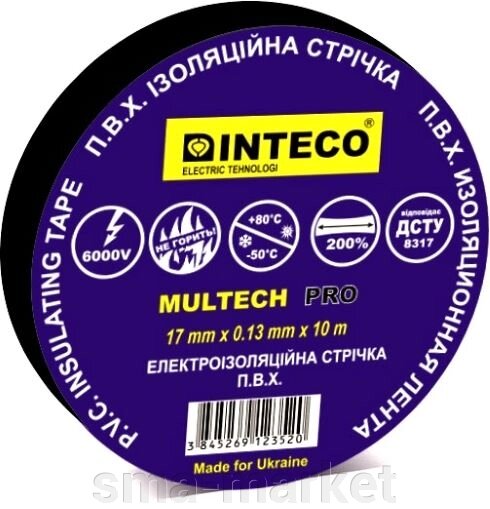 Ізолента ЧОРНА 10M INTECO MULTECH PRO (електроізоляційна стрічка Інтеко) від компанії sma-market - фото 1