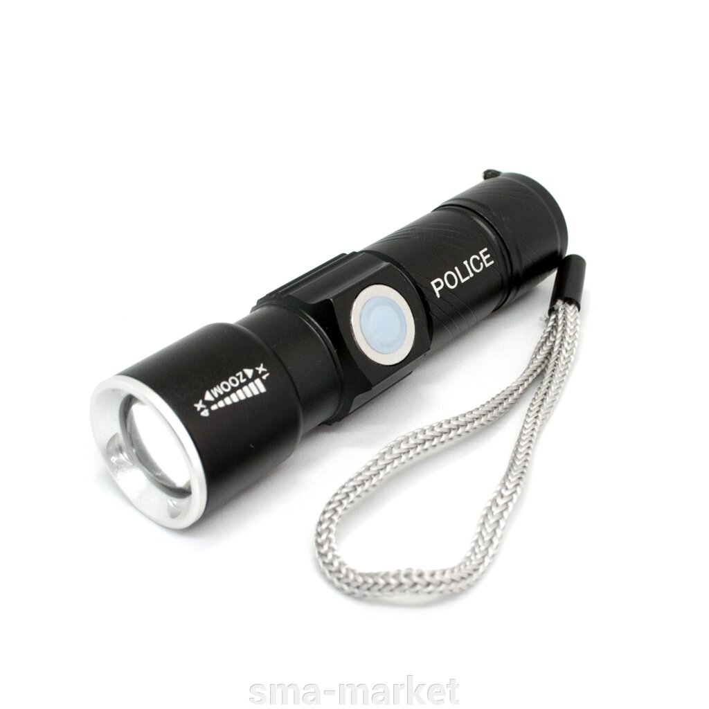 Тактичний Міні - світлодіодний ліхтарик арт 612-2 POLICE з USB-акумулятором, LED ZOOM - гарантія