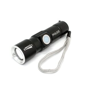 Тактичний Міні - світлодіодний ліхтарик арт 612-2 POLICE з USB-акумулятором, LED ZOOM