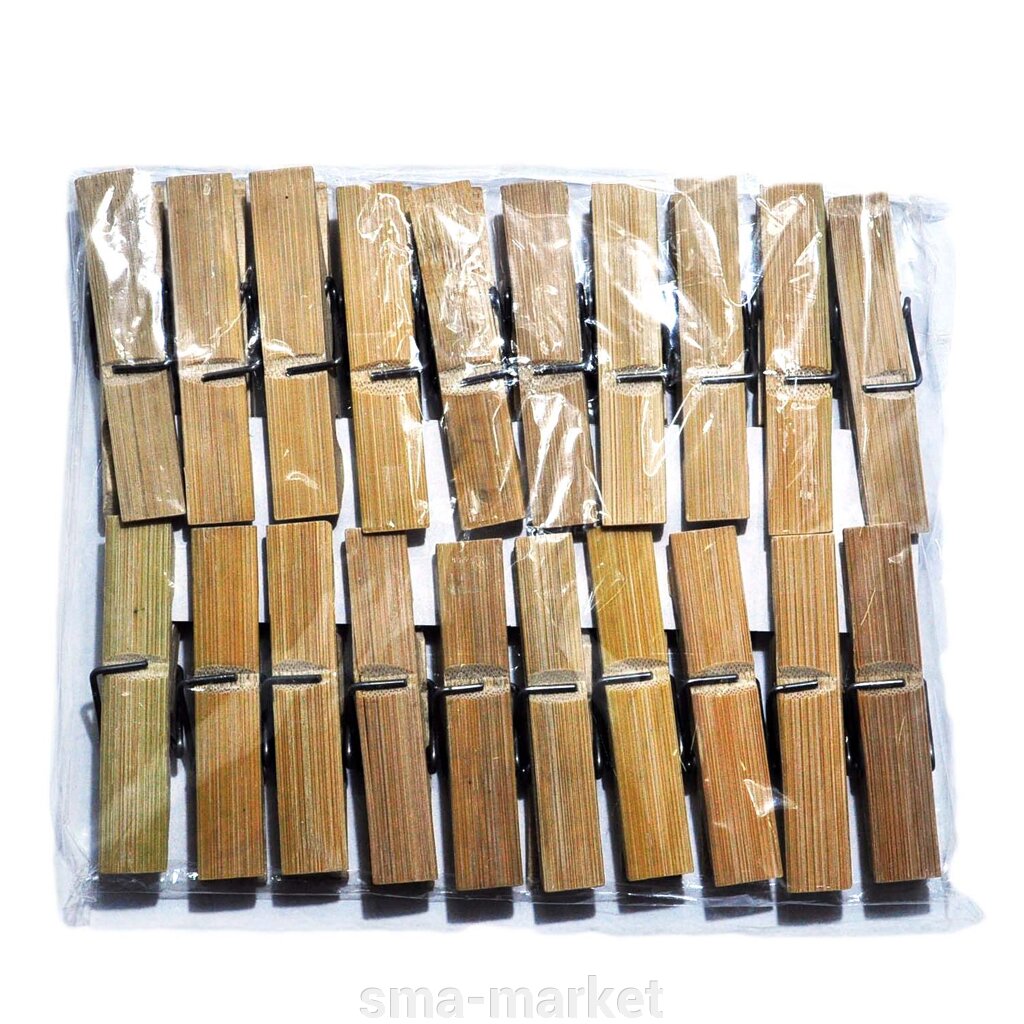 Прищіпки Бамбукові (1 * 20 мала) в поліетиленовій упаковці від компанії sma-market - фото 1