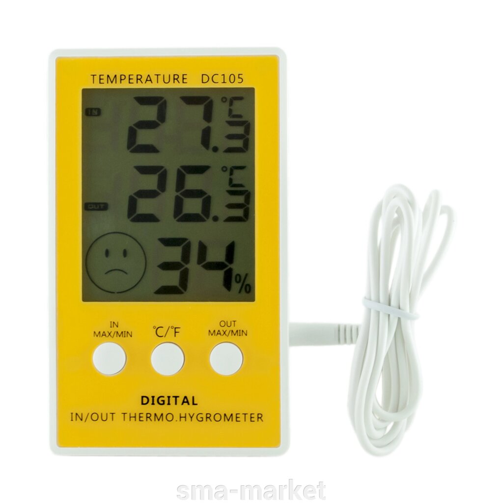 Термометр гігрометр електронний арт DC 105 (2 температури плюс вологість) від компанії sma-market - фото 1