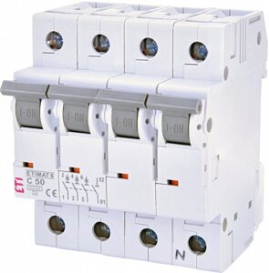 Автоматичний вимикач 50А, 3 полюса+N тип C, 6 kA, ETIMAT 6, ETI