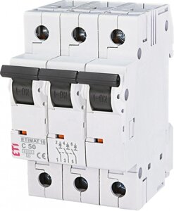 Автоматичний вимикач ETIMAT 10 3p C 50А (6 kA), ETI