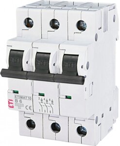Автоматичний вимикач ETIMAT 10 3p B 6А (10 kA), ETI