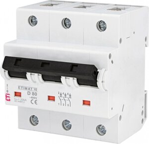 Автоматичний вимикач ETIMAT 10 3p D 80А (20 kA), ETI