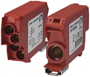 Блок розподільчий EDBJ-1x70-4x25/R (192A, 1000V AC/1500V DC, IN: 1x70, OUT: 4x25, червоний), ETI