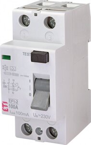 Реле диференційне (ПЗВ) EFI-2 100/0,1 тип A (10kA), ETI