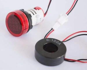 Світлосигнальна арматура з індикатором напруги та струму діаметр 22мм 50-500В 5-100А червона, E. NEXT