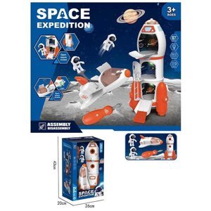 Набір космосу 551-7 (18/2) космічна ракета, шатл, 2 ігрові фігурки, підсвічування, викрутка, в коробці