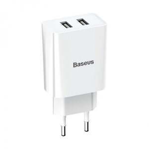 Мережевий зарядний пристрій Baseus Speed Mini Dual USB 10.5W Білий (CCFS-R02)