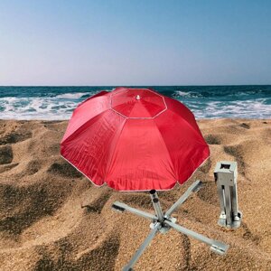 ТОРГОВА Пляжна парасолька 2.20м, з напиленням Червоний 10 спиць із підставкою