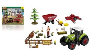 Трактор 550-7 K (12) 26 елементів, трактор з інерцією, на батарейках, фігурки птахів, фігурка фермера, в коробці