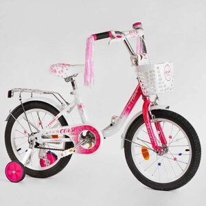 Велосипед 16" дюймів 2-х колісний "CORSO Fleur" FL - 16708 (1) U-подібна сталева рама, ручні гальма, кошик, прикраси,