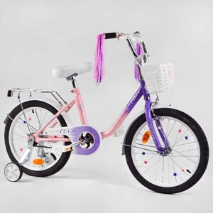 Велосипед 18" дюймів 2-х колісний "CORSO Fleur" FL - 97014 (1) U-подібна сталева рама, ручне гальмо, кошик, прикраси,