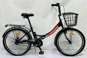 Велосипед складаний Corso 24 Advance AD-24400 (1) одношвидкісний, складана сталева рама 14, кошик, багажник