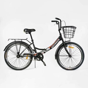 Велосипед складаний Corso 24 Advance AD-24809 (1) одношвидкісний, складана сталева рама 14, кошик, багажник