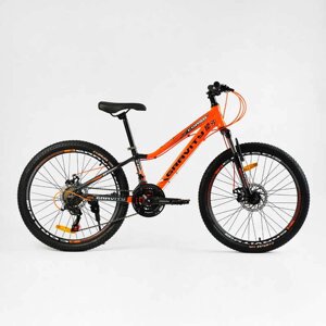 Велосипед Спортивний Corso «GRAVITY» 24“ дюйми GR-24005 (1) рама алюмінієва 12”обладнання Shimano 21 швидкість,