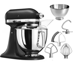 Міксер планетарний настільний KitchenAid Artisan з чашею 4.8л 5KSM175PSEBK з двома чашами Чорний Чавун