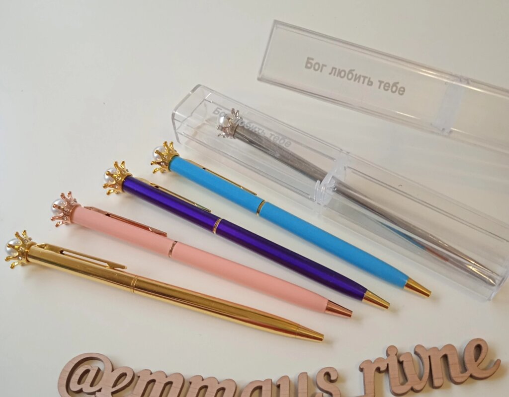 Кулькова ручка-викрутка з футляром (корона + перлина) від компанії Інтернет магазин emmaus - фото 1