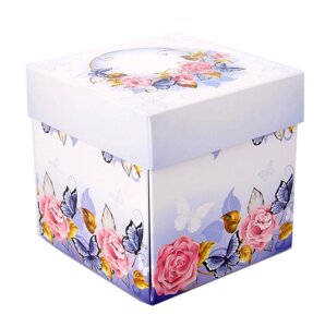 Коробка під чашку /квіти, метелики/