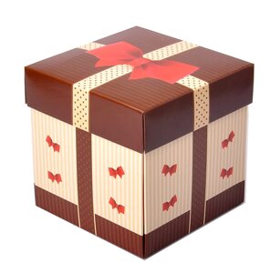 Коробка під чашку /коричнева з бантиком/