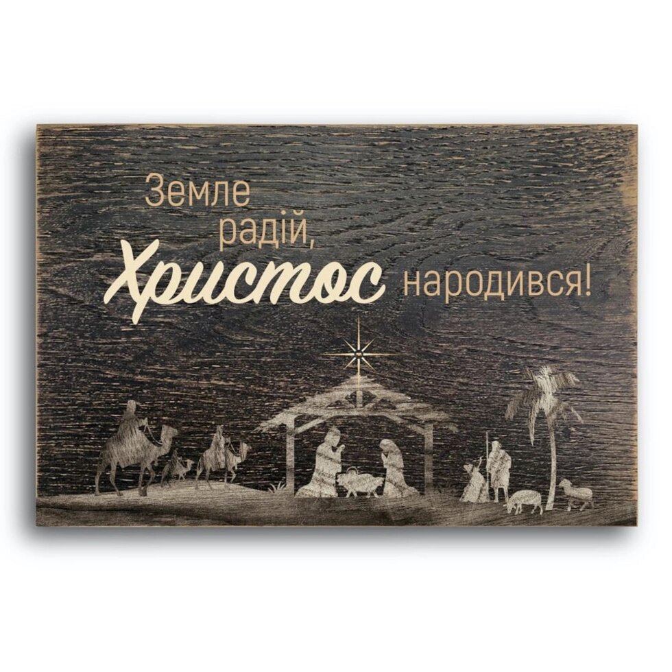 Плакетка ЗЕМЛЕ РАДІЙ ХРИСТОС НАРОДИВСЯ темна від компанії Інтернет магазин emmaus - фото 1