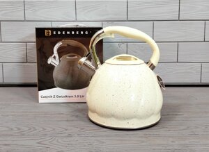 Чайник зі свистком із неіржавкої сталі 3 л Edenberg EB-1904/ Чайник для плити Чорний