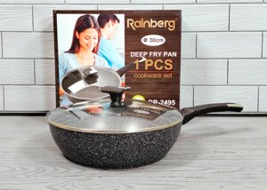 Універсальна сковорода 30 см із мармуровим антипригарним покриттям Rainberg RB-2495/Соворода для всіх плит