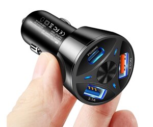 Автомобільний зарядний пристрій PD+QC 3.0 55 W 2 USB / Type-C (TE-093PD) (black)