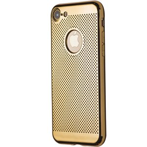Чохол-накладка DK силікон хром Перфорація для Apple iPhone 7 / 8 (gold)