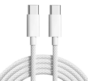 Кабель PD 60W USB-C на USB-C (1m) Woven для Apple iPhone 15 (OEM) (white)