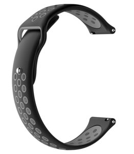 Ремінець CDK для Samsung Watch6 (R930 / R935) 40mm | 20mm Silicone Sport Band Nike (011906) (black / grey)