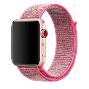 Ремінець DK для Apple Watch 41 mm (Series 7 / 8 / 9) Nylon Sport Loop (08883) (hot pink)