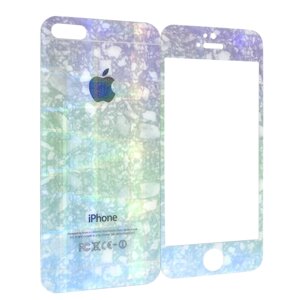 Захисне скло DK-Case для Apple iPhone 5/5S перловий струмок back/face (blue/green/violet)