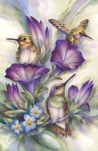 Набір для виготовлення картини стразами "Алмазна Мозаіка-Птахи у квітах Арт. DM-114 ТМ "Алмазна мозаїка"
