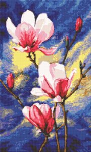 Набір для виготовлення картини стразами "Алмазна Мозаіка-Рожеві магнолії Арт. DM-323 ТМ "Алмазна мозаїка"