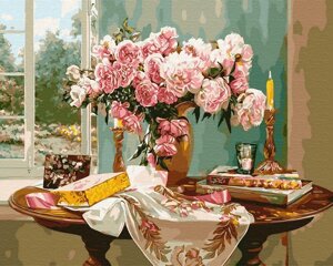 Набір для малювання картини "Картина за номерами" Натюрморт з трояндами Арт. BK-GX29110 ТМ "Нікітошка"