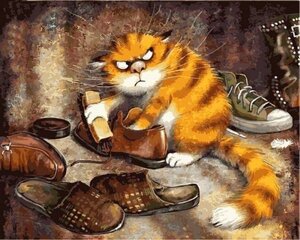 Набір для малювання картини "Картина за номерами "Незадоволений кіт" Арт. VP877 ТМ "DIY Babylon"