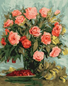 Набір для малювання картини "Картина за номерами" Ніжні троянди Арт. BK-GX26004 ТМ "Rainbow art"