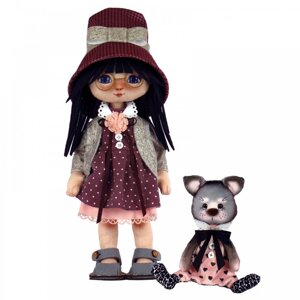 Набір для шиття ляльки і м'якої іграшки "Дівчинка з котиком" До-1075