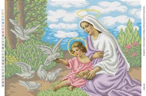 Схема для вишивання бісером Марія і немовля Ісус з голубами ТМ "Сяйво БСР" Арт. БСР 2012