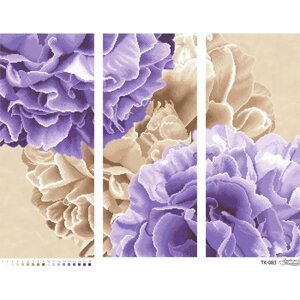 Схема картини Триптих розкішні бежево-фіолетові півонії для вишивки бісером на атласі (ТК083ан7258)