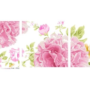 Схема картини Триптих розкішні рожеві півонії для вишивки бісером на атласі (ТК084ан9958)