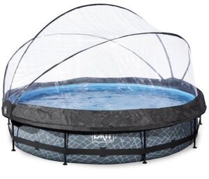 Каркасний басейн круглий з куполом EXIT ( компактний для дачі, і розваг ) 360 х 76 см