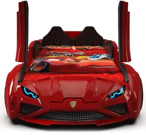 Ліжко машина пластик (Туреччина) Lamborghini червона, двері відкриваються, звукові ефекти, пульт