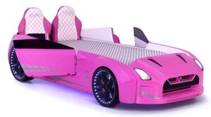 Ліжко машина рожева з підсвічуванням Порше-911